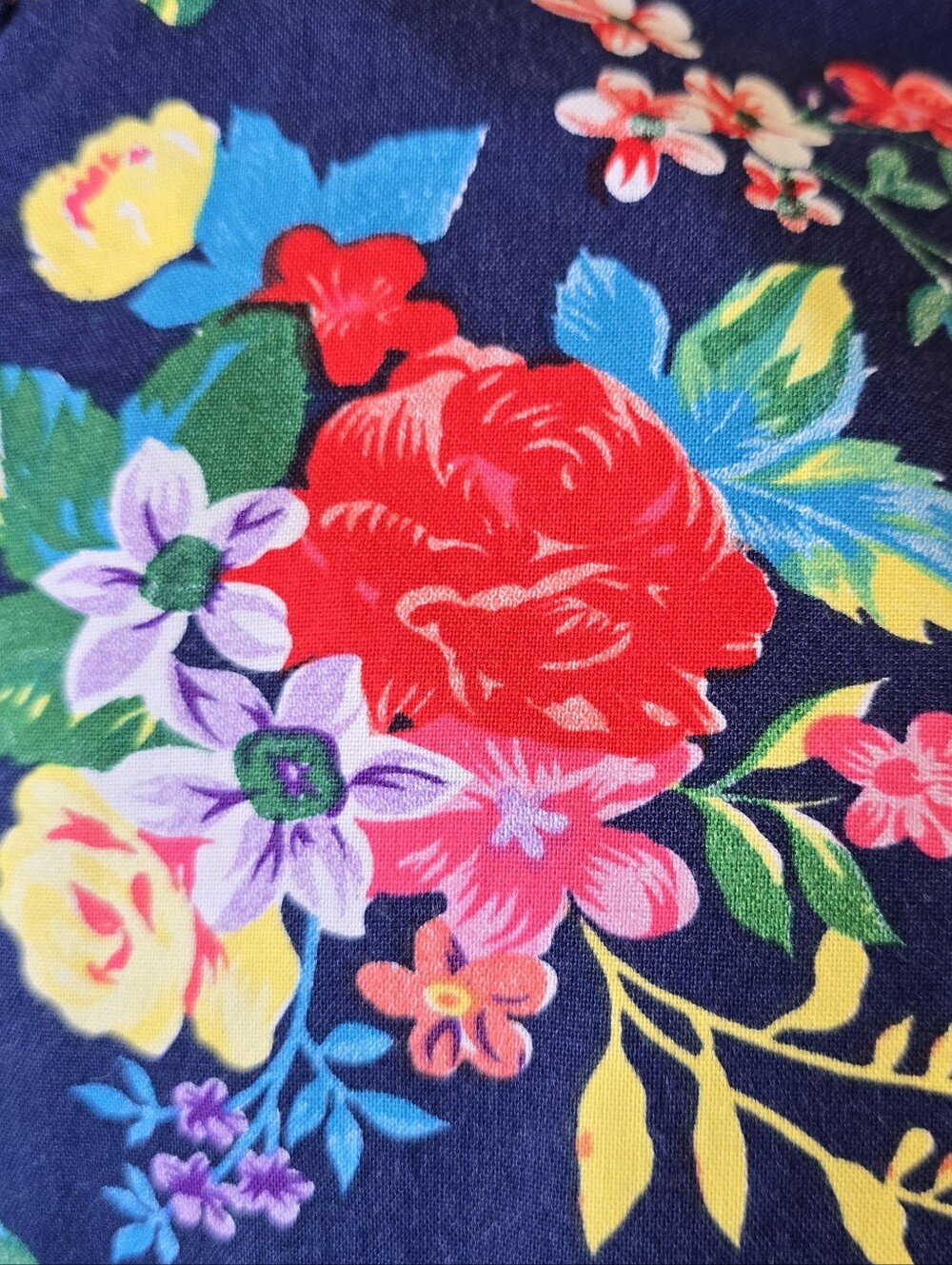 💐Vintage Floral Colorful Navy Zip Jacket With Pockets💐